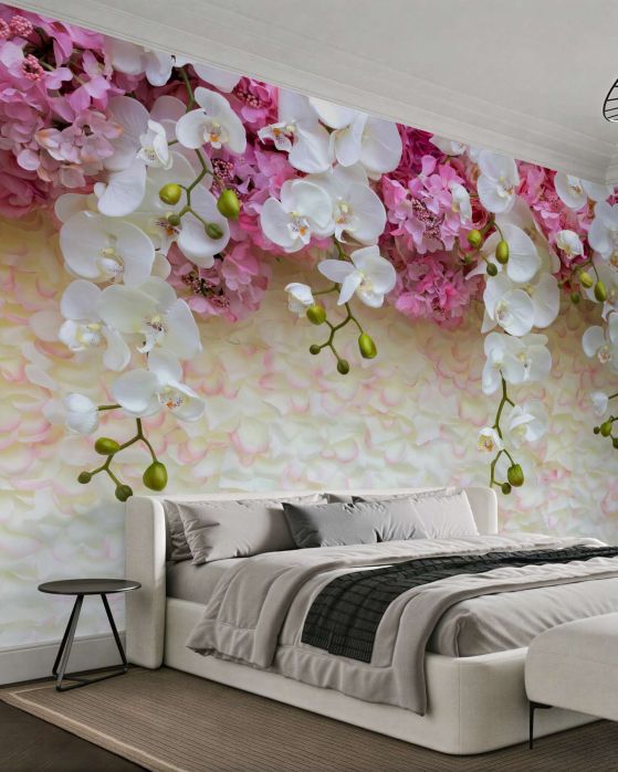 Fototapeta biała orchidea kwitnąca w dół