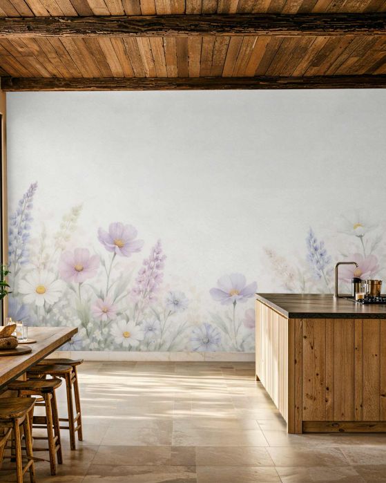 Fototapeta delikatna łąka pastelowych kwiatów