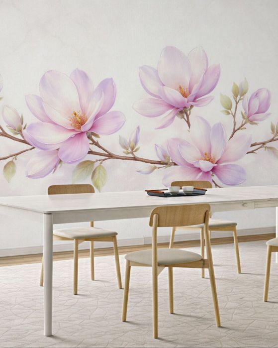Fototapeta delikatne magnolie na jasnym tle