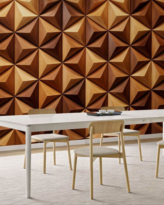 Fototapeta drewniana geometryczna mozaika 3d