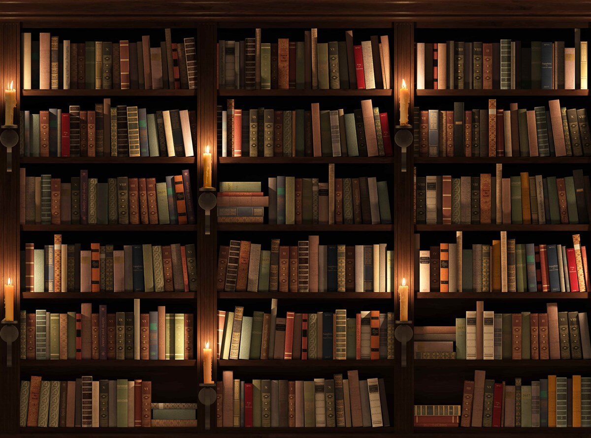 Fototapeta biblioteka z książkami i świecami
