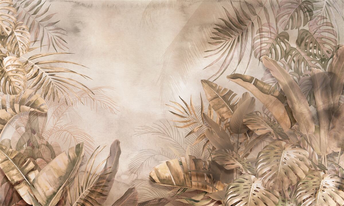 Fototapeta palma i monstera w dżungli