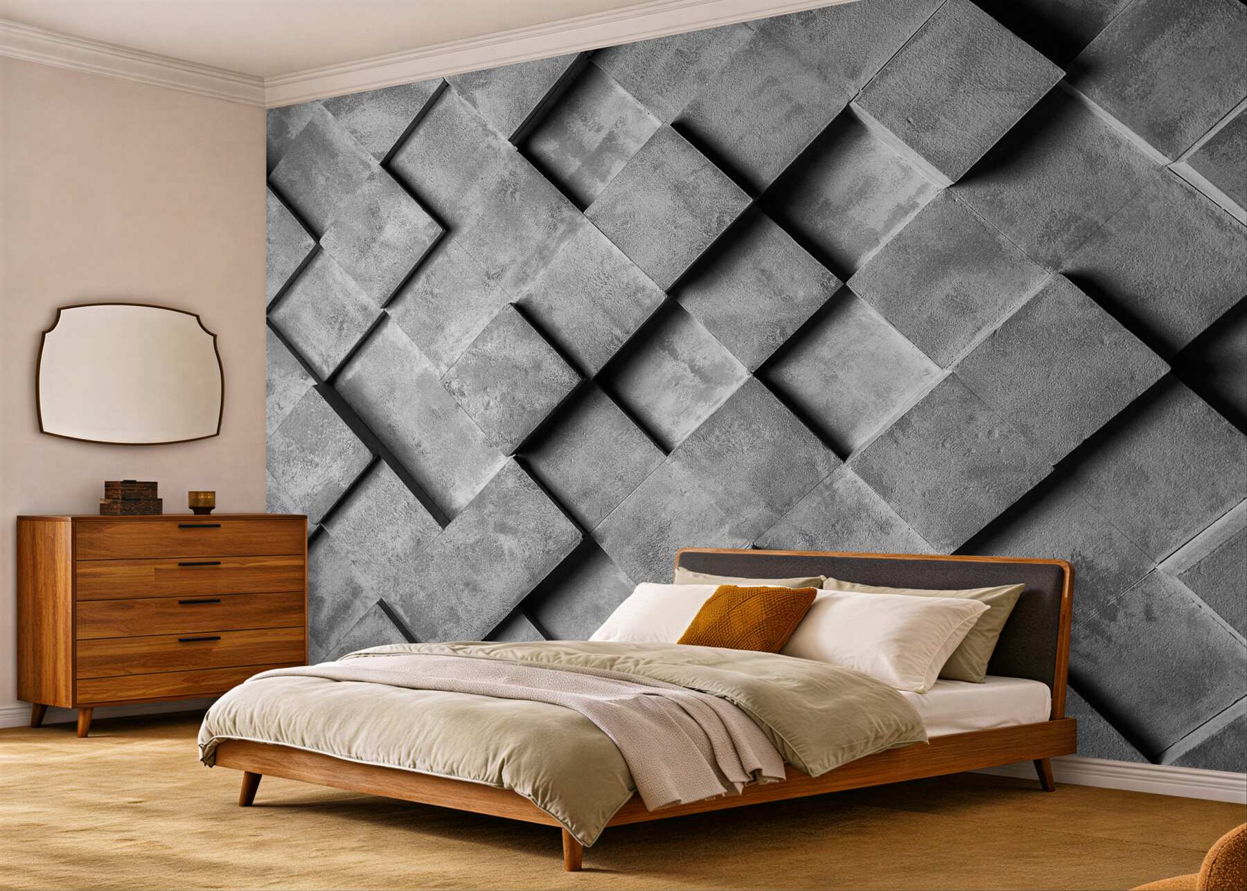 Fototapeta 3D szare prostokąty