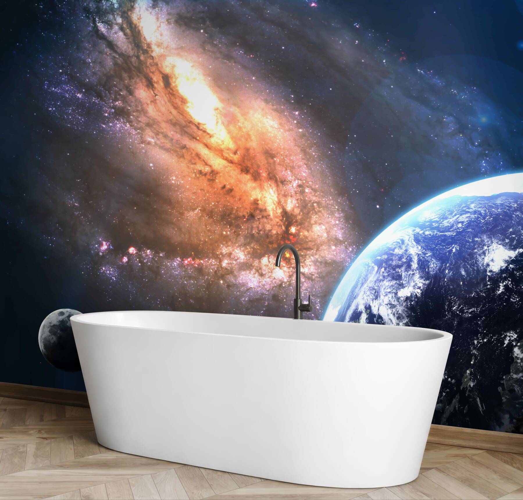 Fototapeta Ziemski księżyc i nowa galaktyka