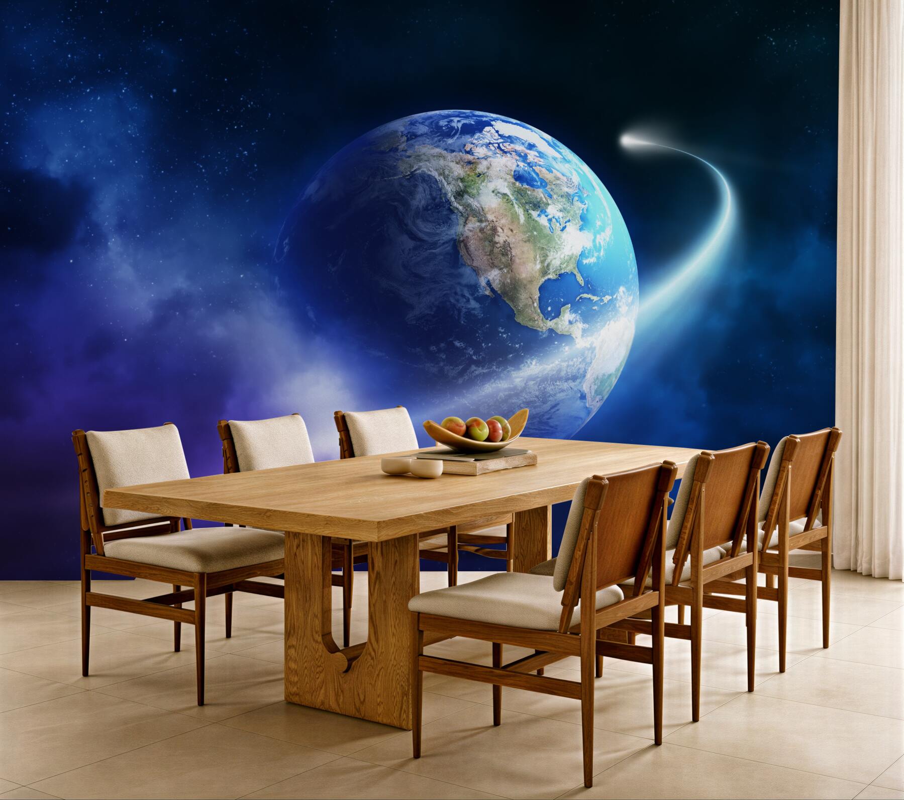 Fototapeta planeta Ziemia w nieskończonej przestrzeni