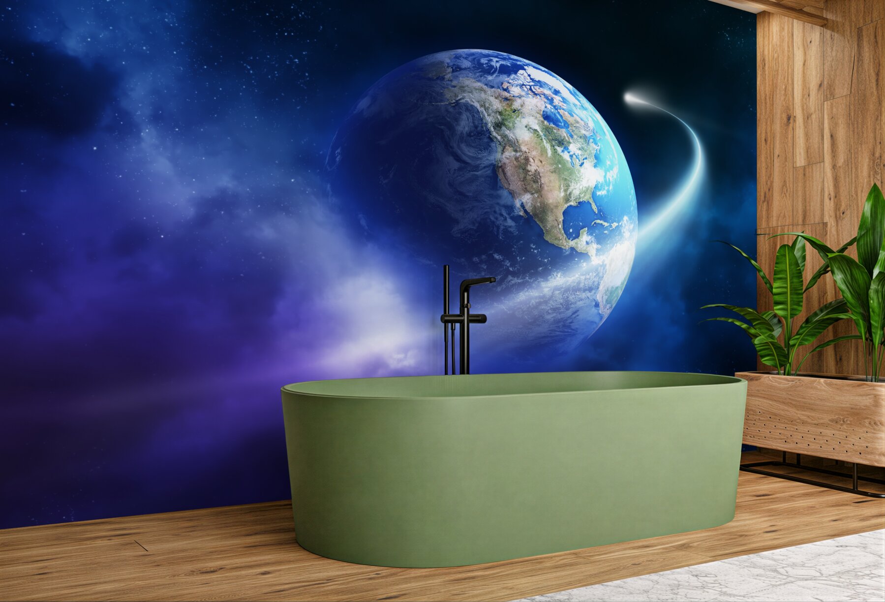 Fototapeta planeta Ziemia w nieskończonej przestrzeni