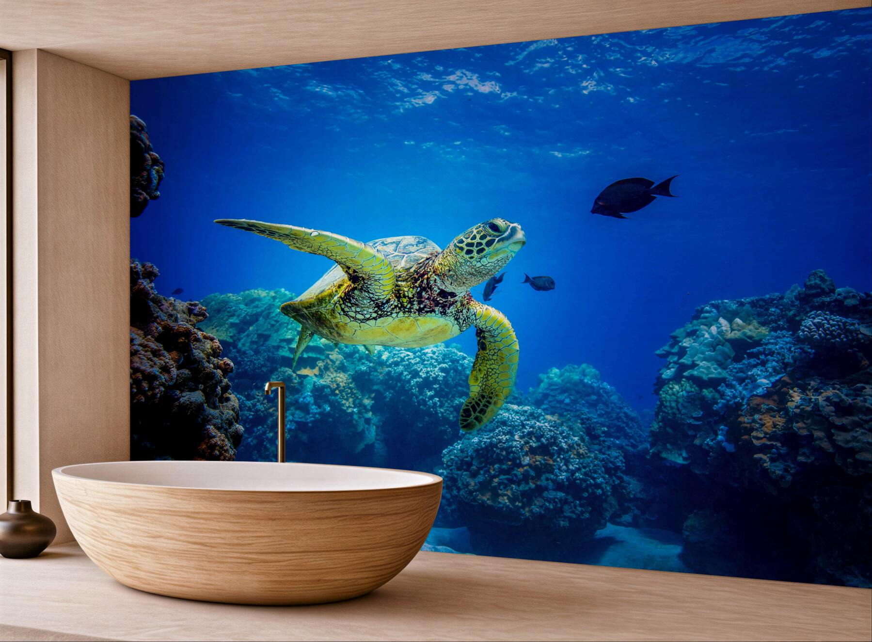 Fototapeta zielony żółw w oceanie