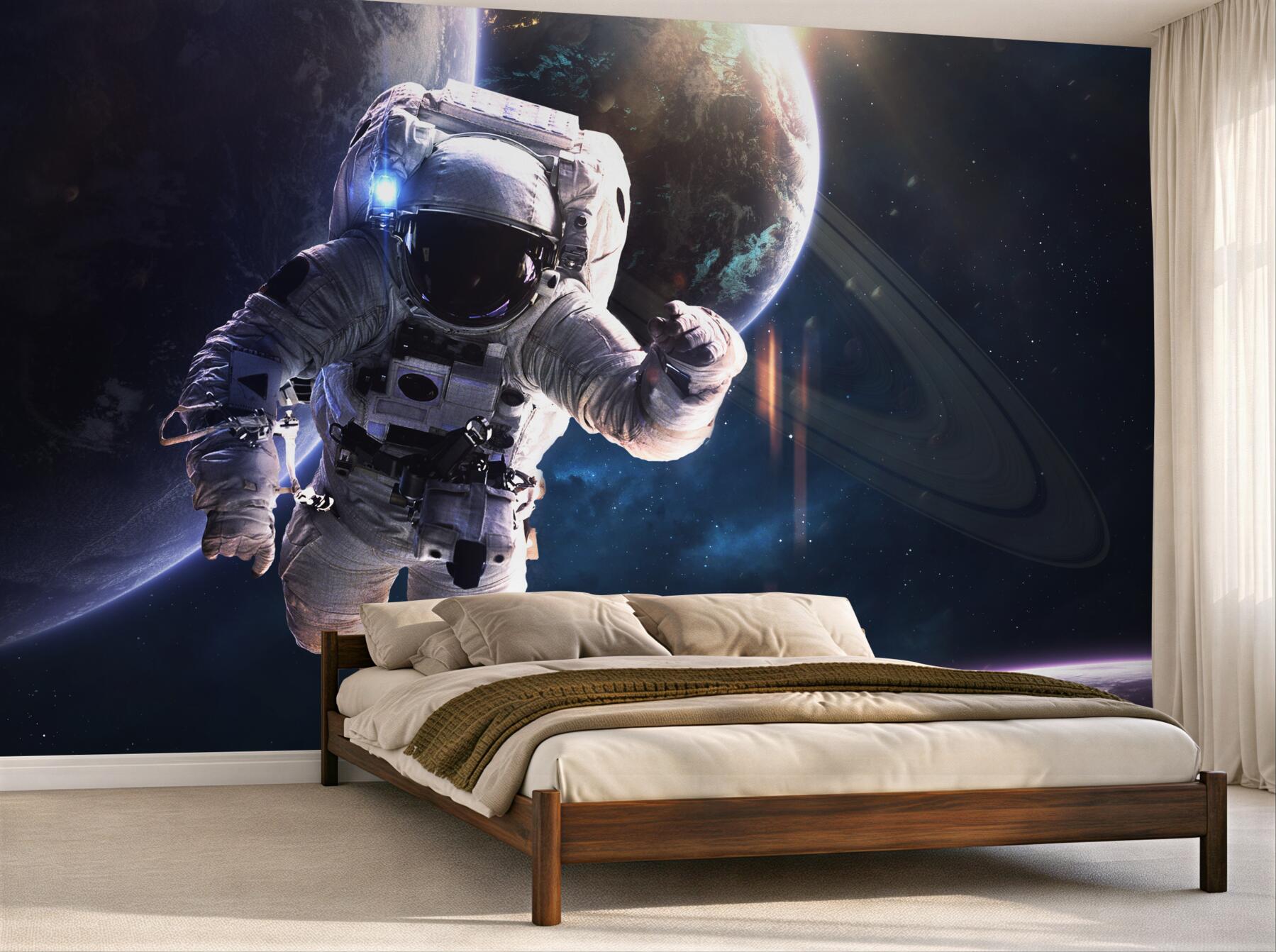 Fototapeta astronauta na tle Jowisza