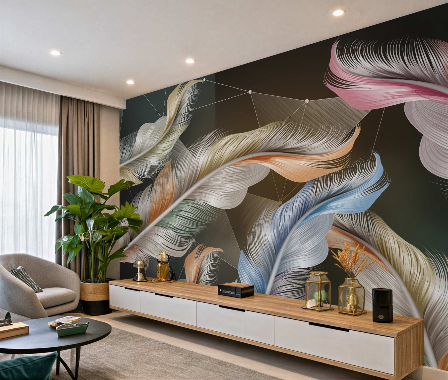 Fototapeta wielokolorowe ptasie pióra