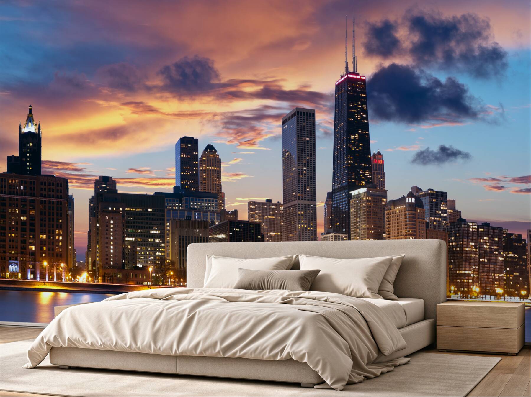 Fototapeta zachód słońca nad Chicago, Illinois