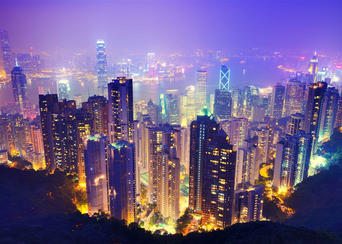Fototapeta piękny widok na Hongkong nocą