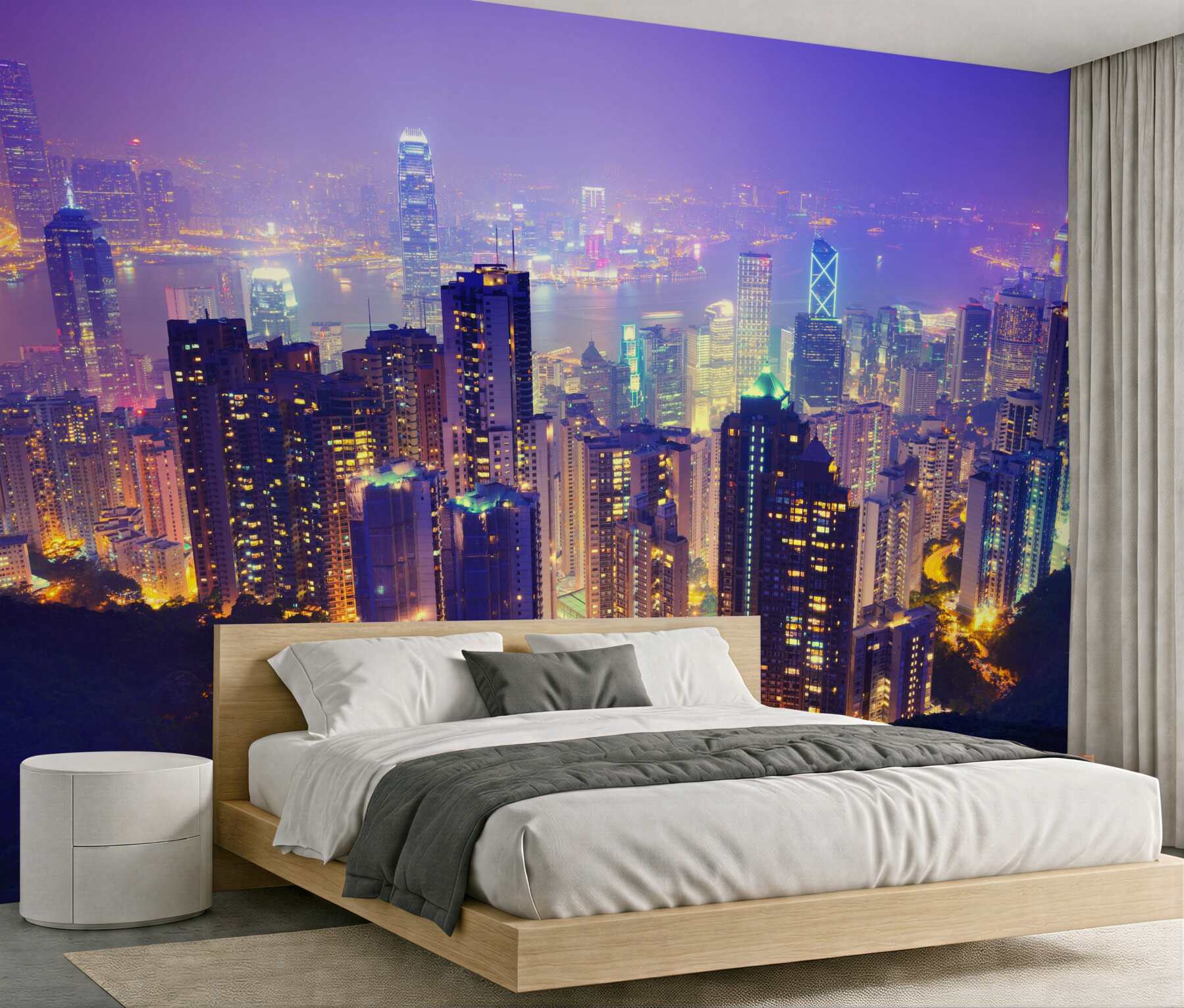 Fototapeta piękny widok na Hongkong nocą