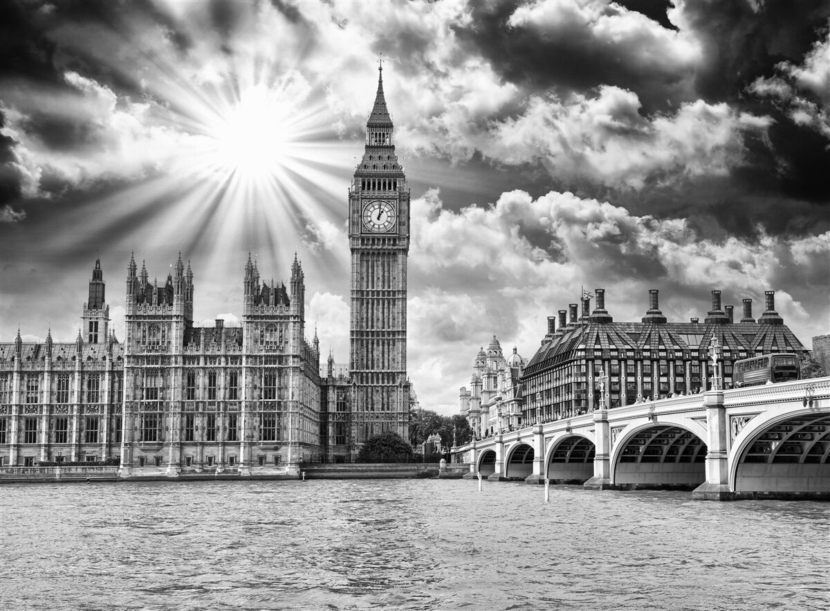 Fototapeta Big Ben czarno-biały Londyn