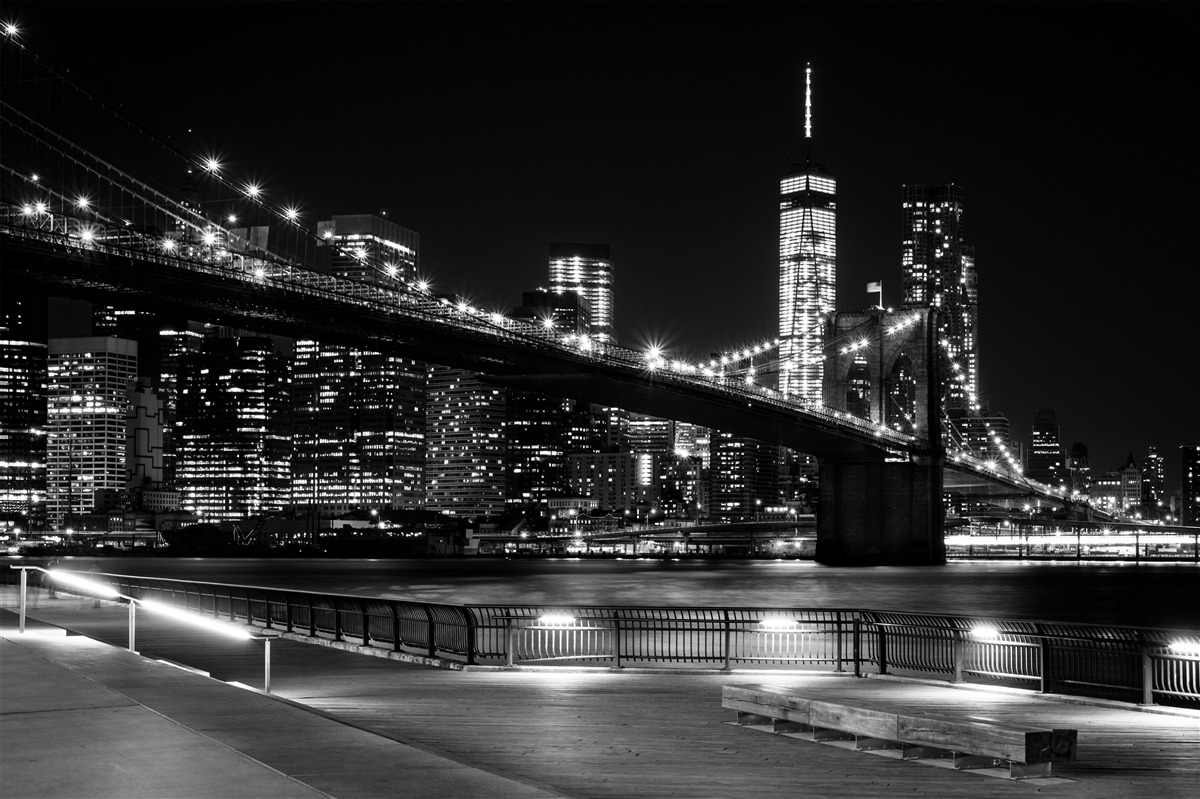 Fototapeta Manhattan i Most Brookliński w czerni i bieli