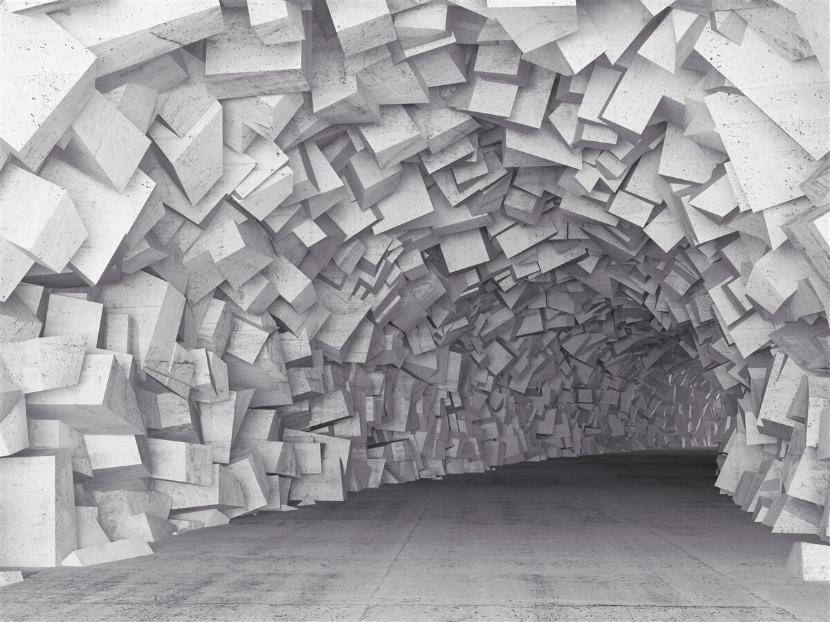Fototapeta tunel wykonany z kształtów 3D