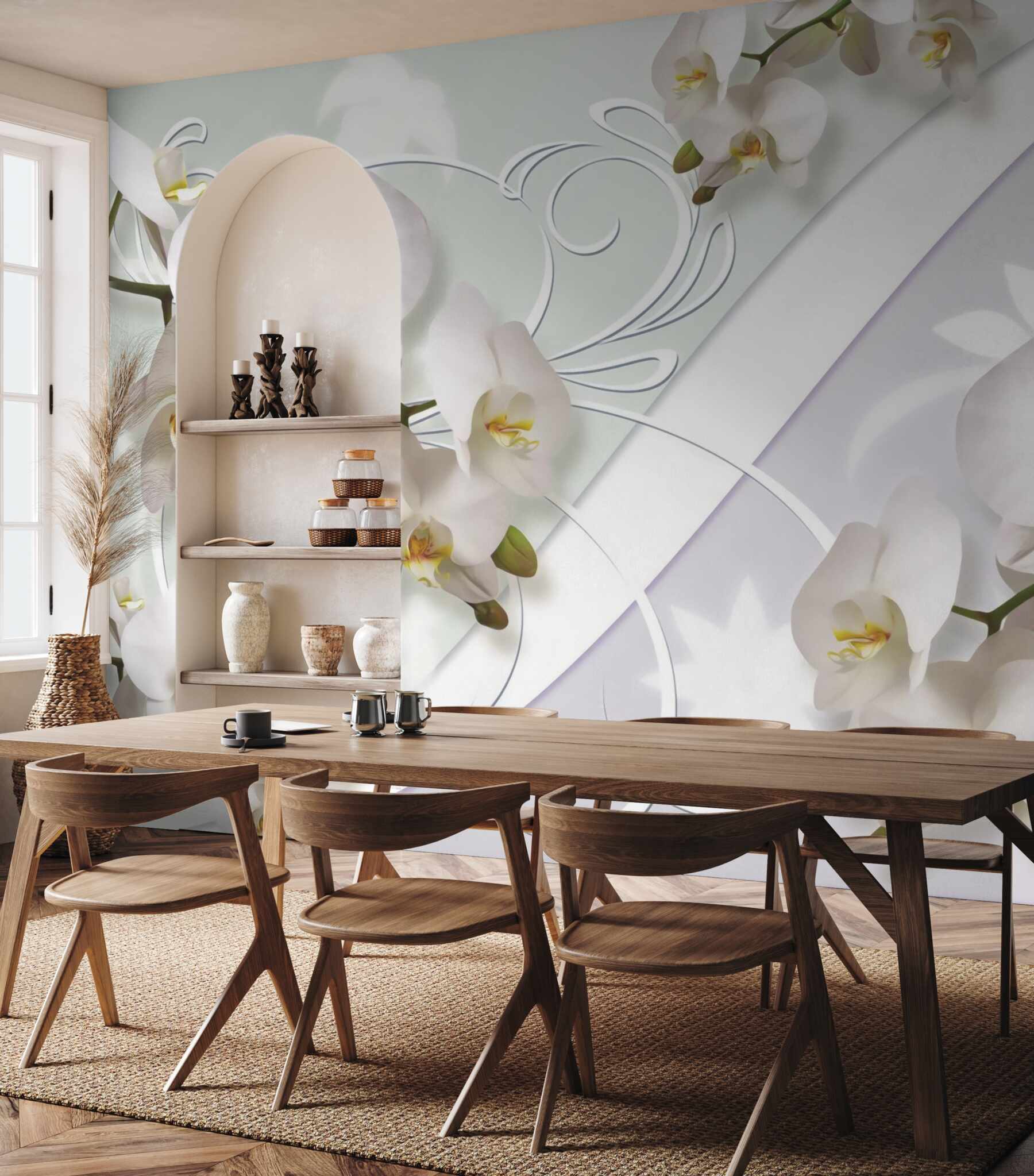 Fototapeta gałęzie białych orchidei na białym tle