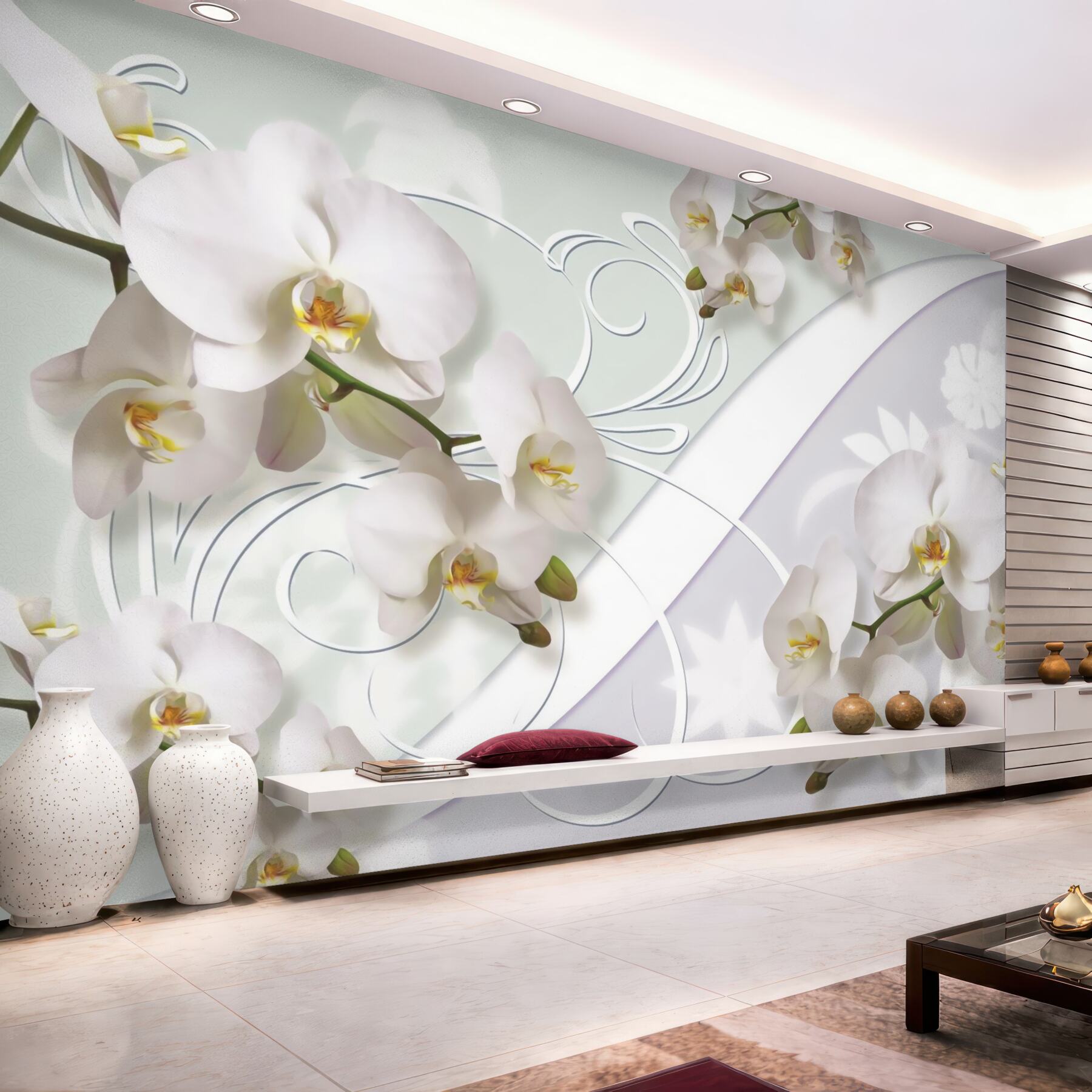 Fototapeta gałęzie białych orchidei na białym tle
