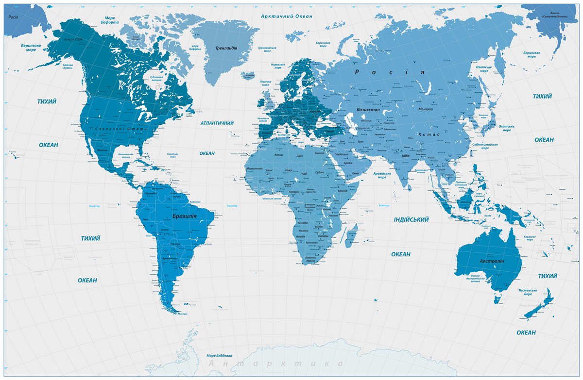 Fototapeta mapa świata w kolorze niebieskim