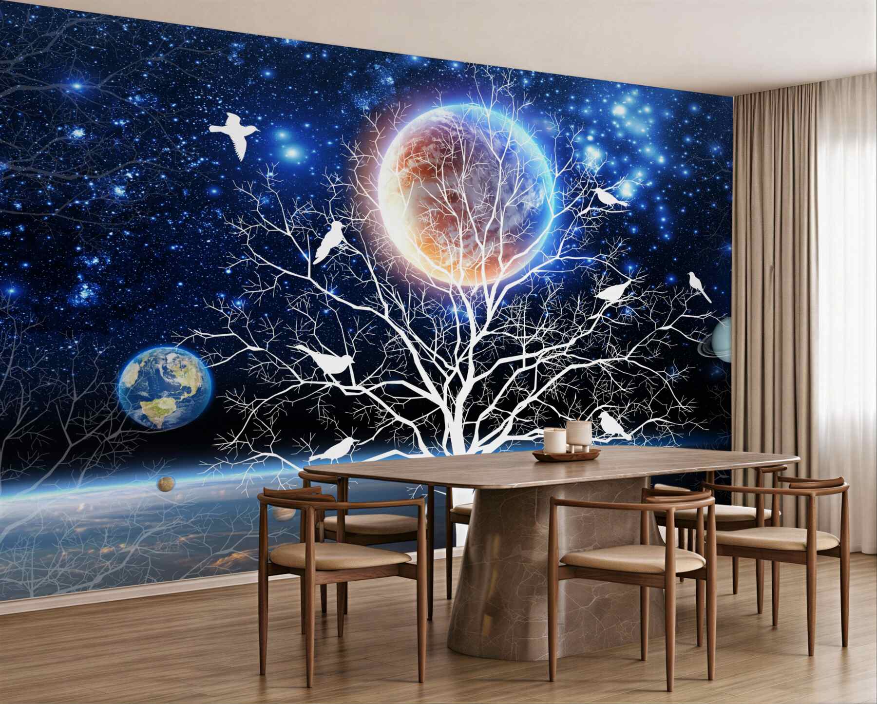Fototapeta drzewo świata na nocnym niebie