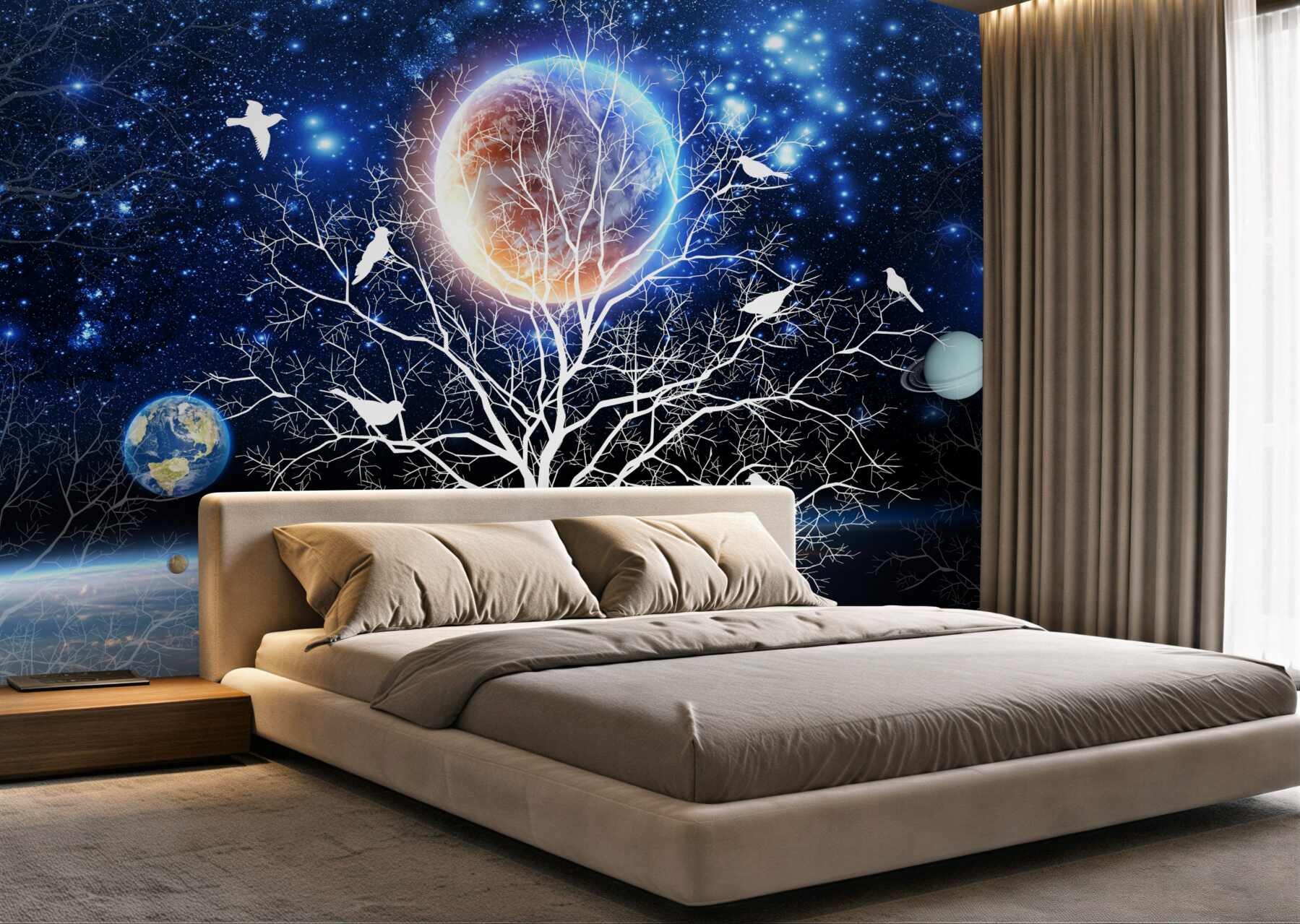 Fototapeta drzewo świata na nocnym niebie