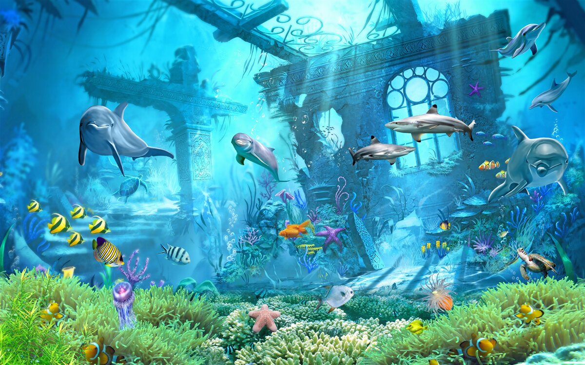 Fototapeta delfiny na dnie morza
