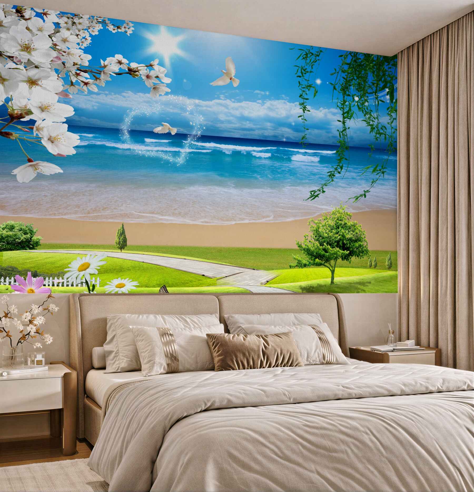 Fototapeta zielone łąki nad oceanem