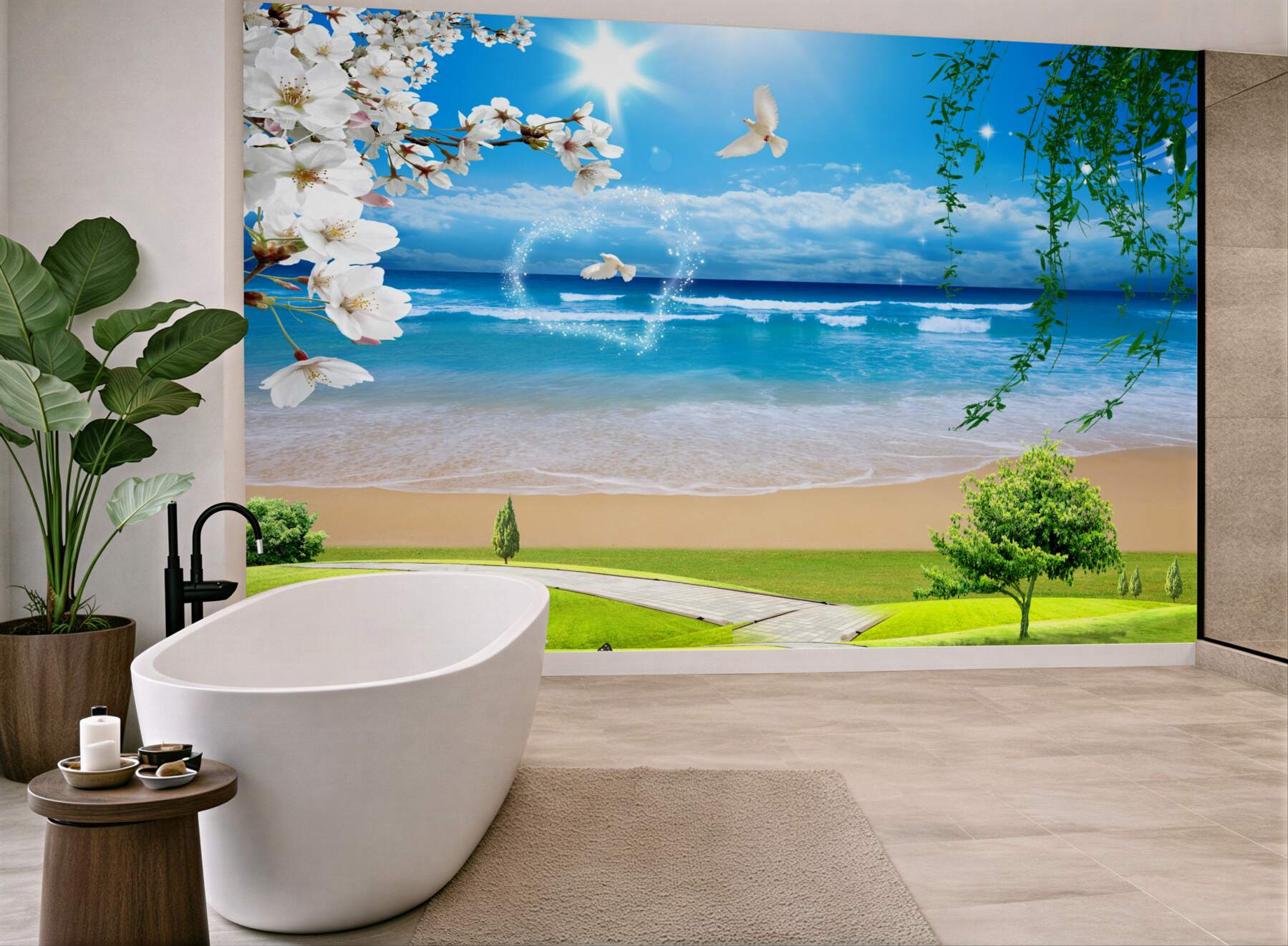 Fototapeta zielone łąki nad oceanem