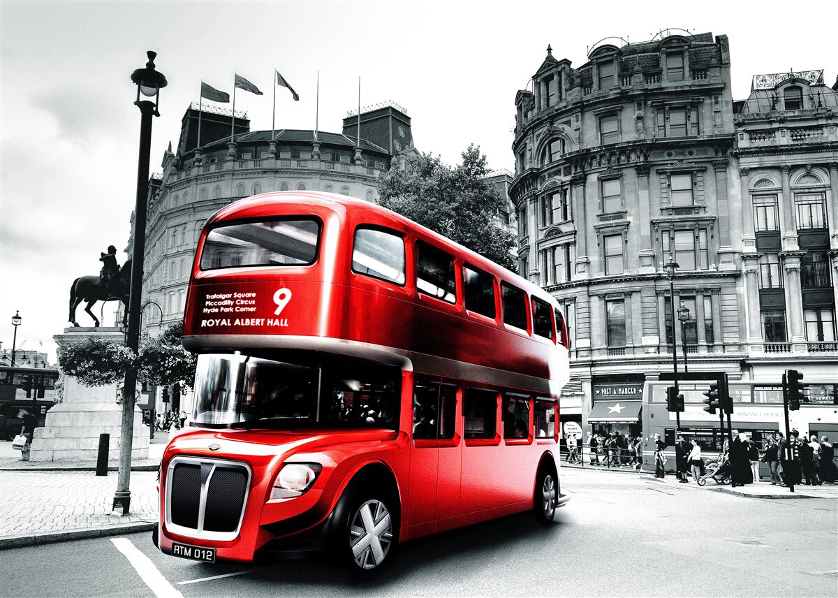 Fototapeta Londyński autobus na ulicy miejskiej