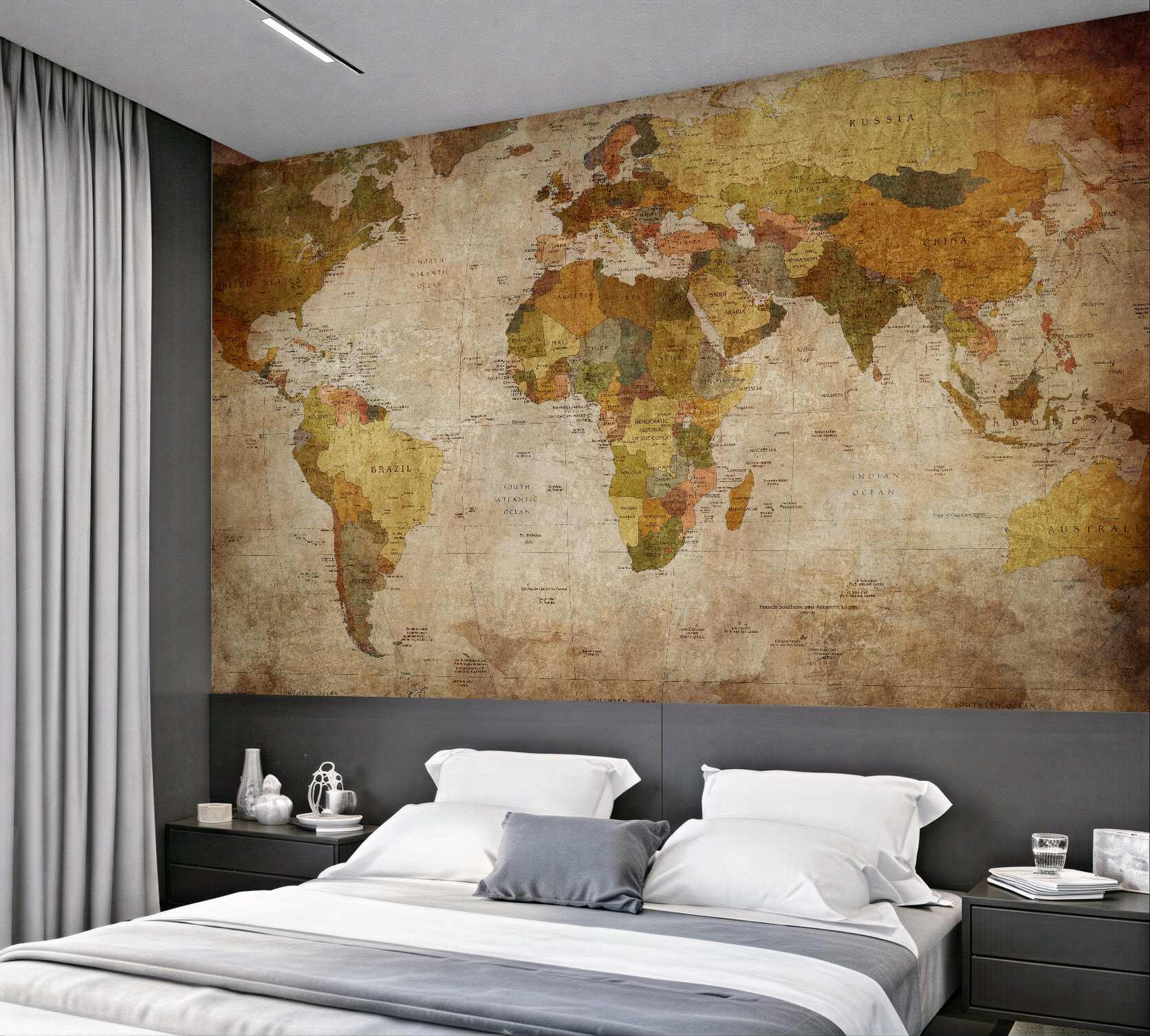 Fototapeta Mapa świata w odcieniach brązu