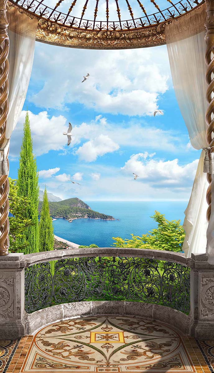 Fototapeta balkon z widokiem na morze