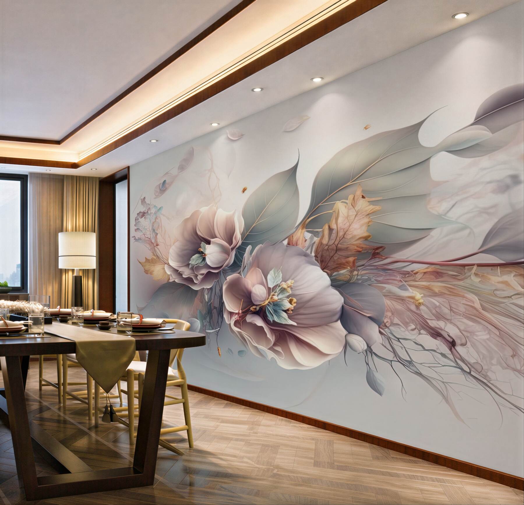 Fototapeta gałąź pięknych kwiatów na jasnym tle