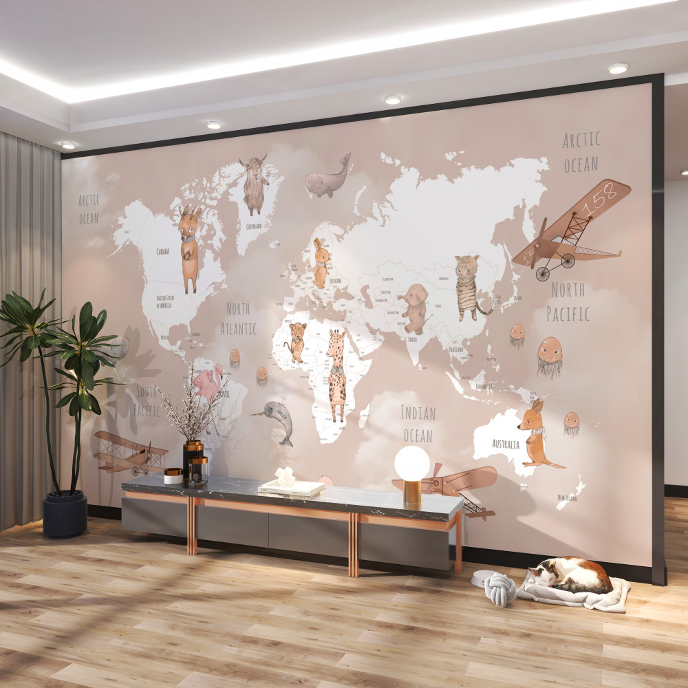 Fototapety Mapa Świata dla Dzieci