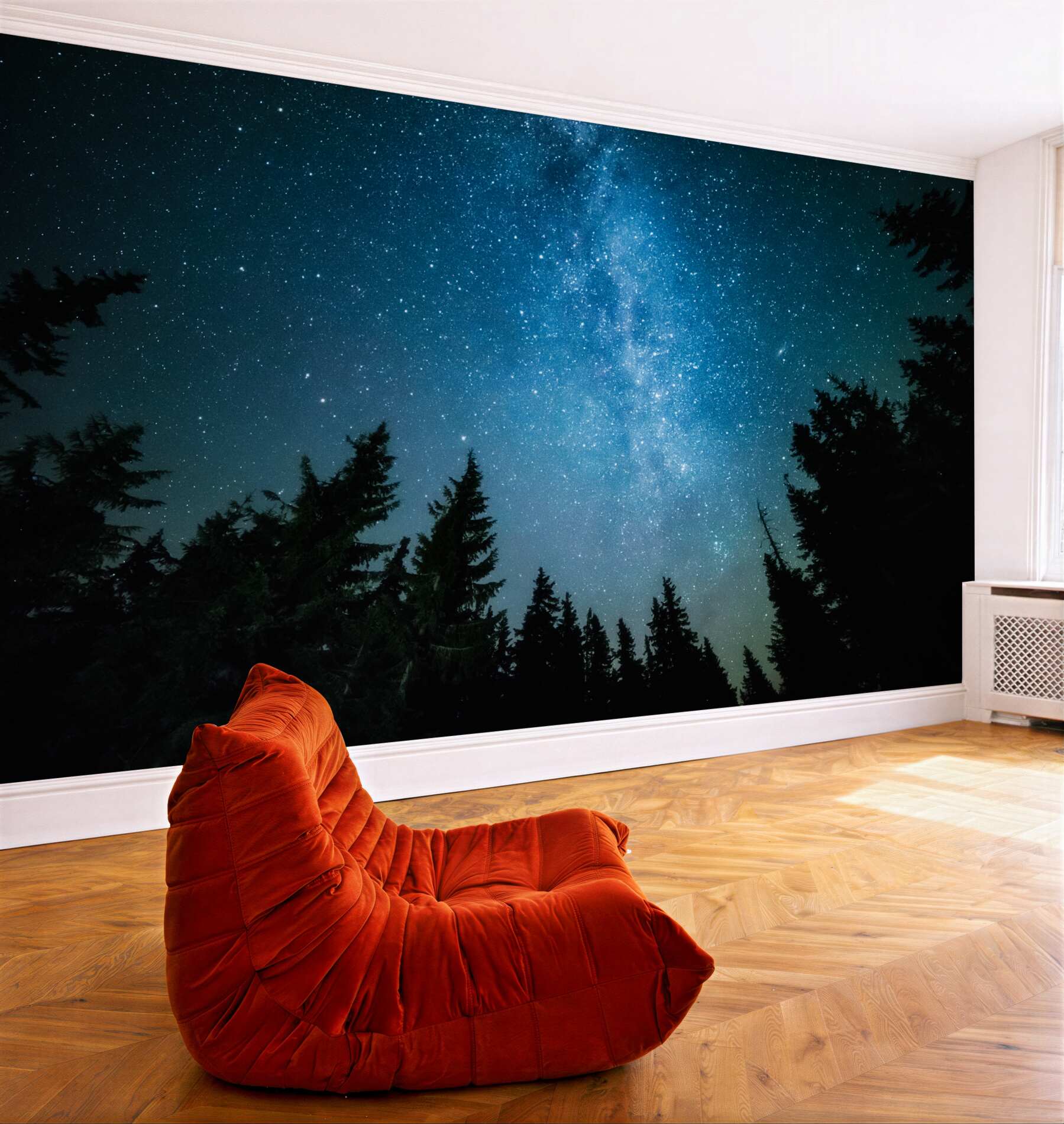 Fototapeta podróż gwiazd w ciemnym lesie