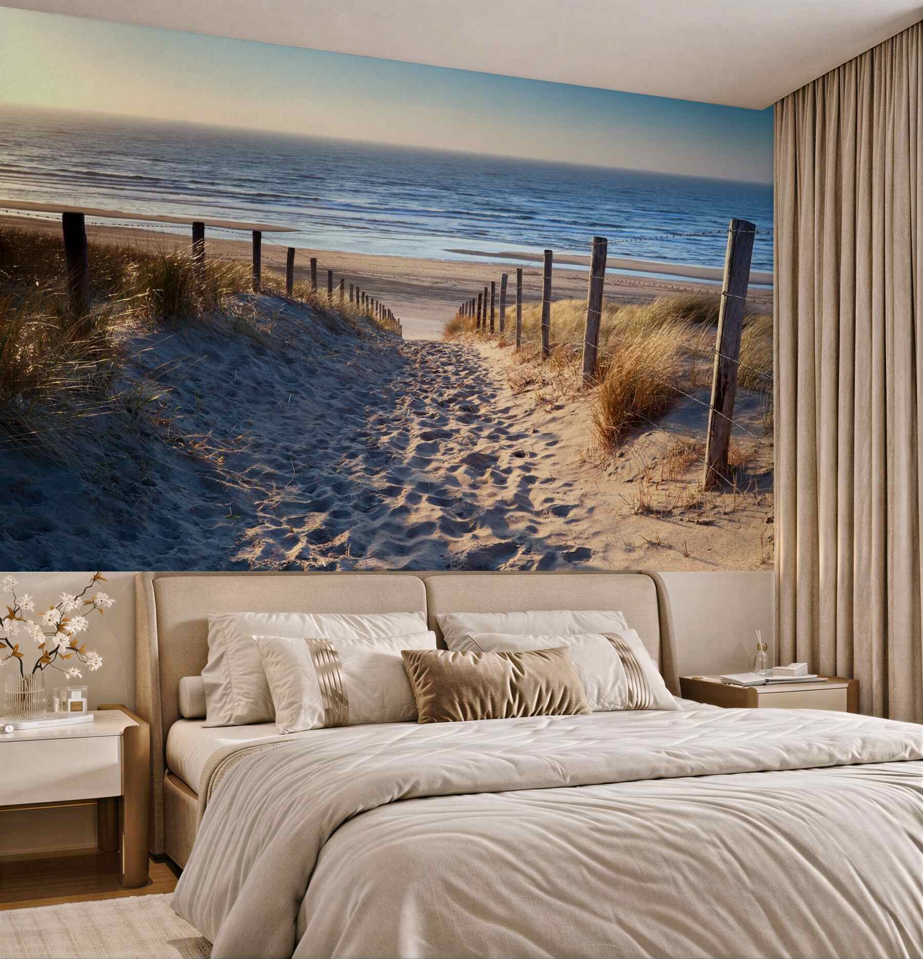 Fototapeta piaszczysta plaża i spokojne morze