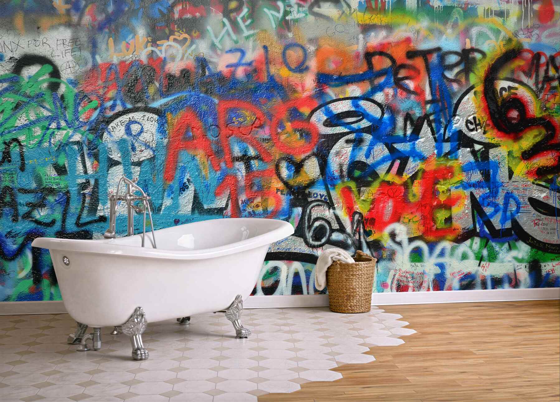 Fototapeta ściana pomalowana graffiti