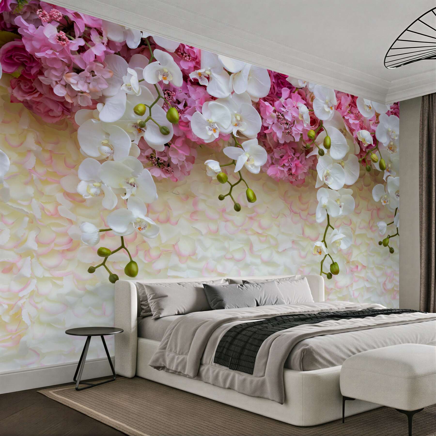 Fototapeta biała orchidea kwitnąca w dół