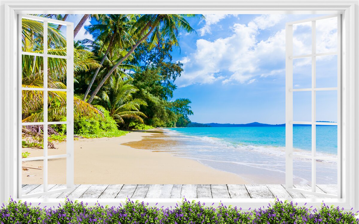 Fototapeta widok z okna na plażę