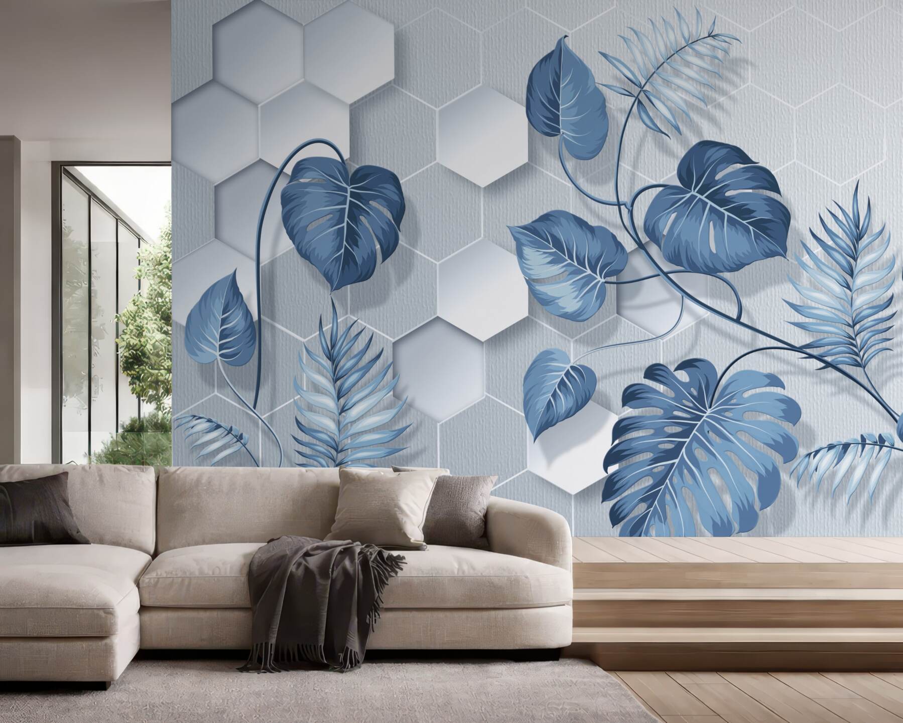Fototapeta Monstera pozostawia na abstrakcyjnym tle