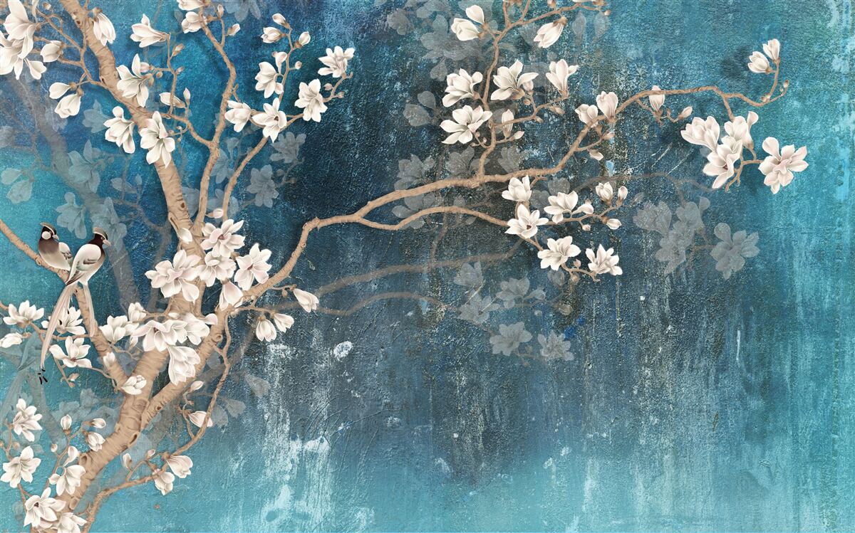 Fototapeta kwitnąca magnolia i zbliżająca się noc