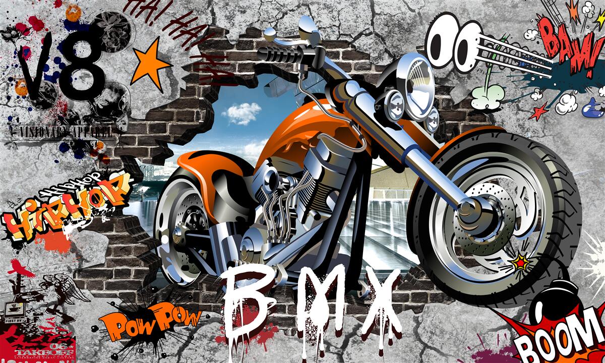 Fototapeta graffiti na motocyklu
