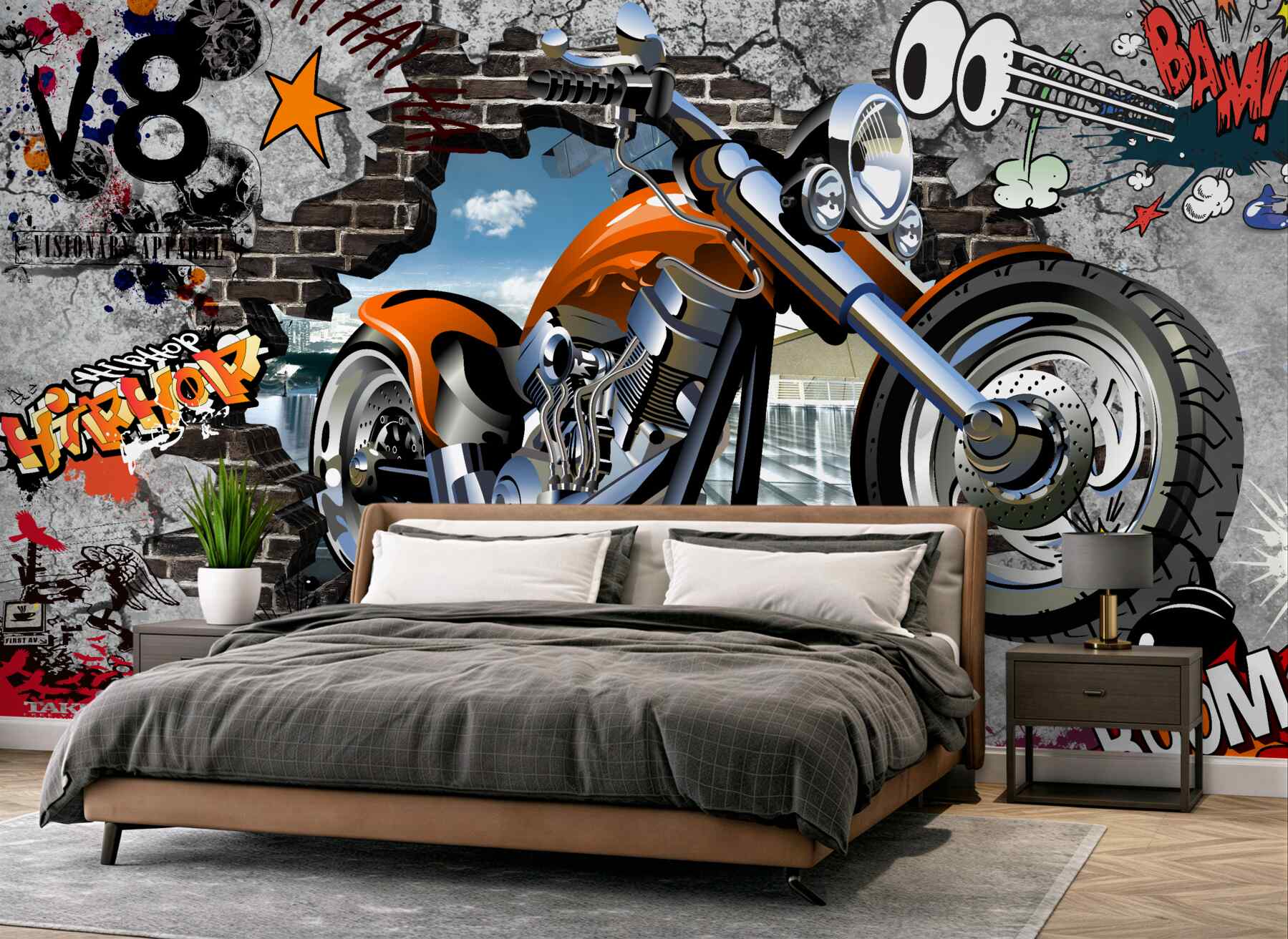 Fototapeta graffiti na motocyklu