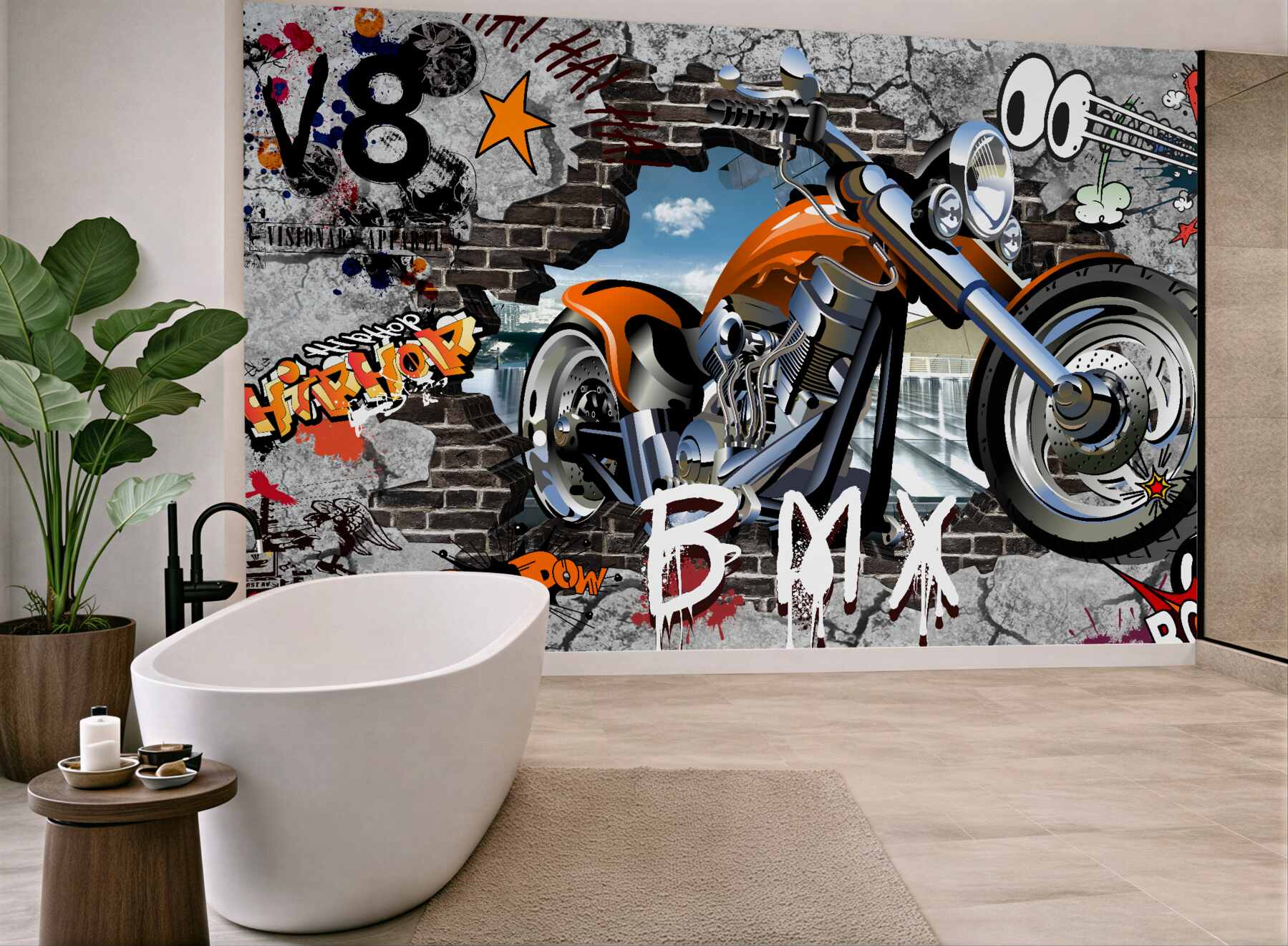 Fototapeta graffiti na motocyklu