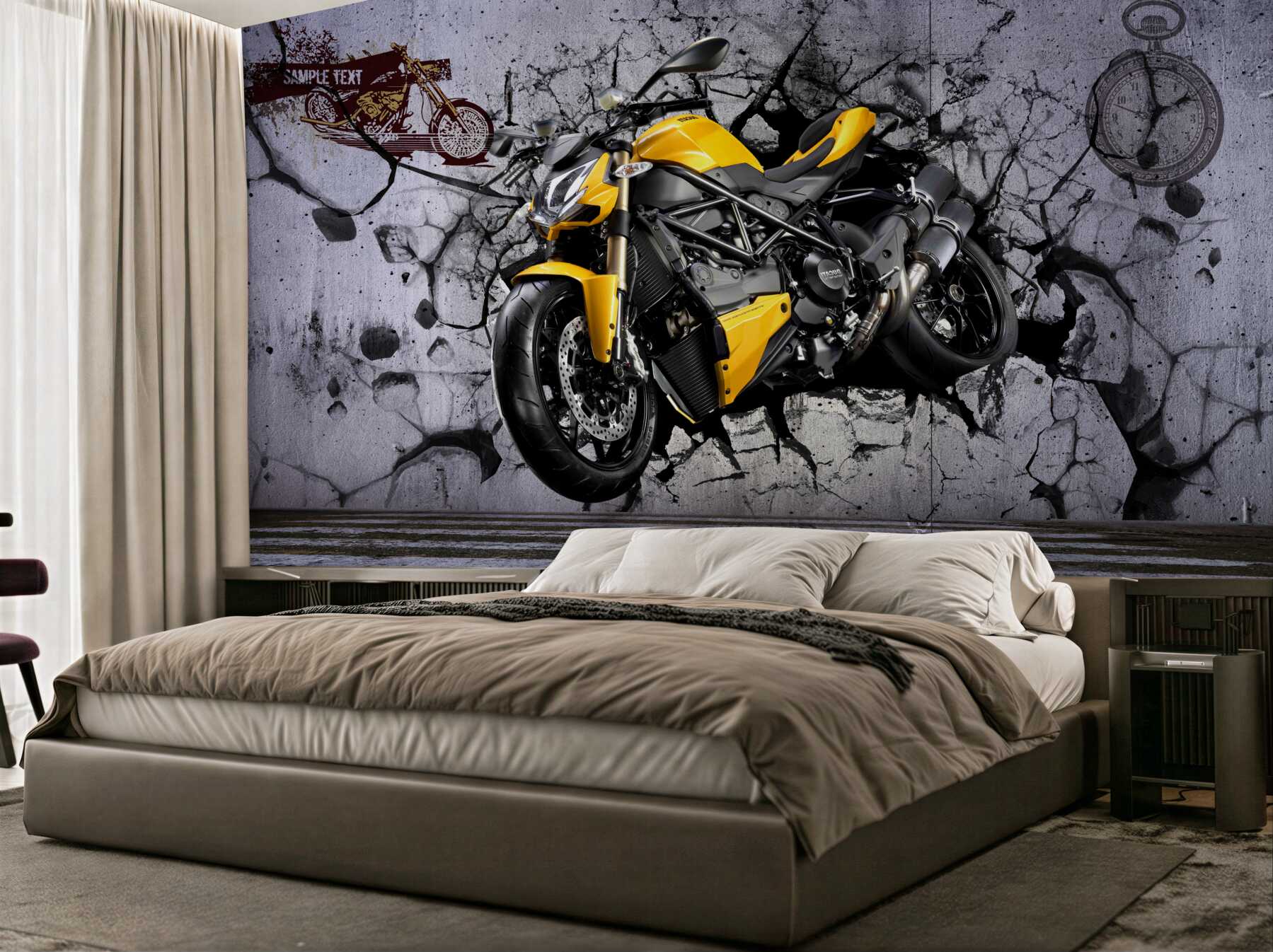 Fototapeta Motocykl, pojazd i żółty