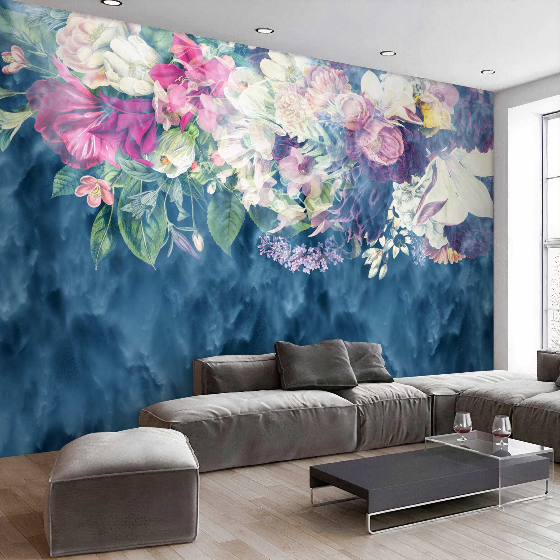Fototapeta Niebieski, sofa i Ściana