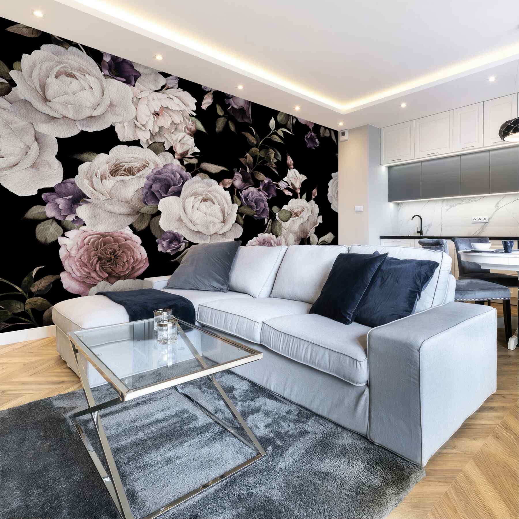 Fototapeta peonie na ciemnym tle