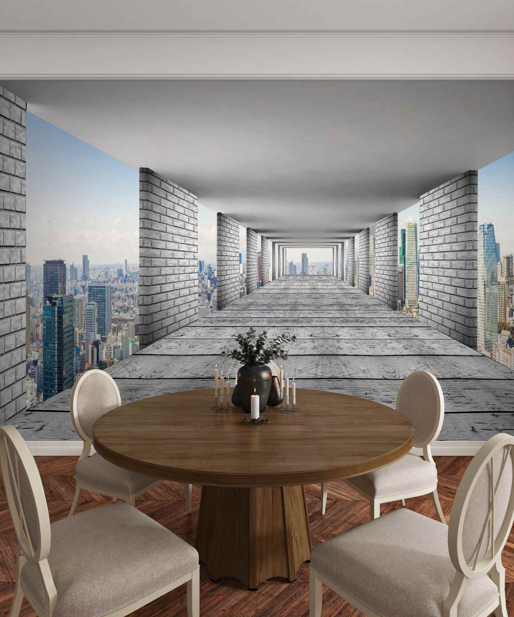 Fototapeta tunel z widokiem na miasto
