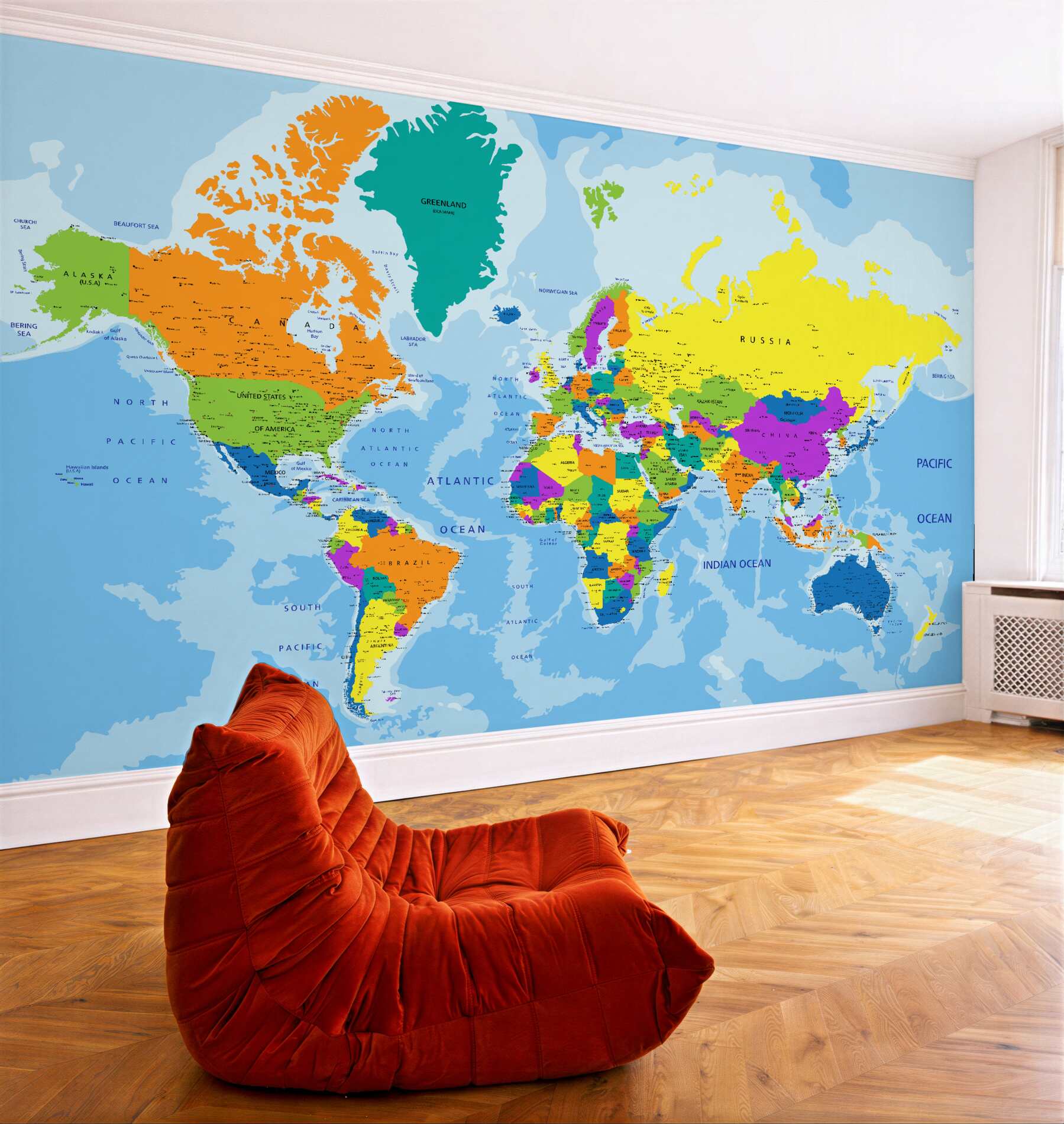 Fototapeta mapa świata w kolorze