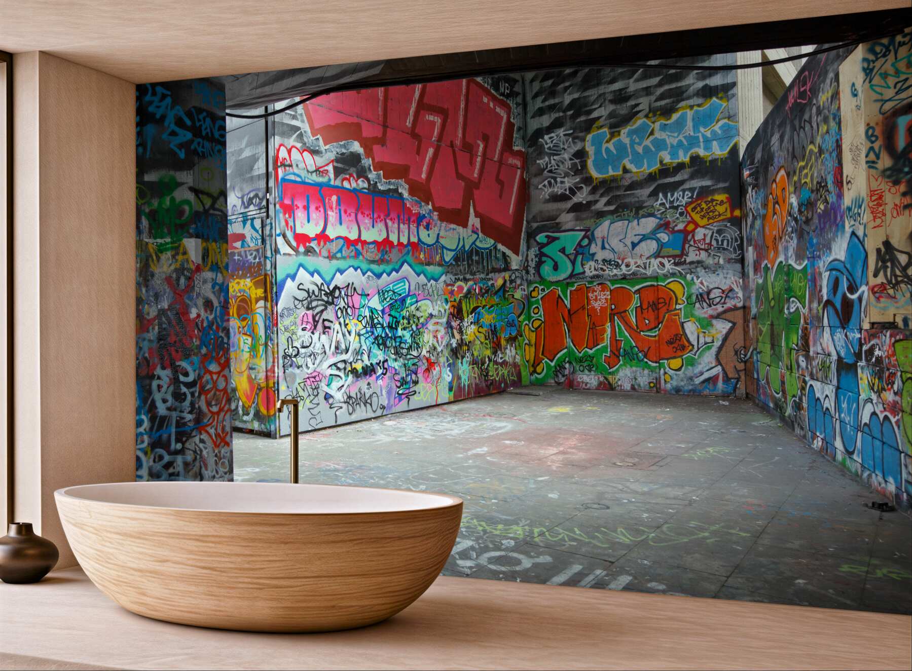 Fototapeta przejście podziemne na rysunkach graffiti