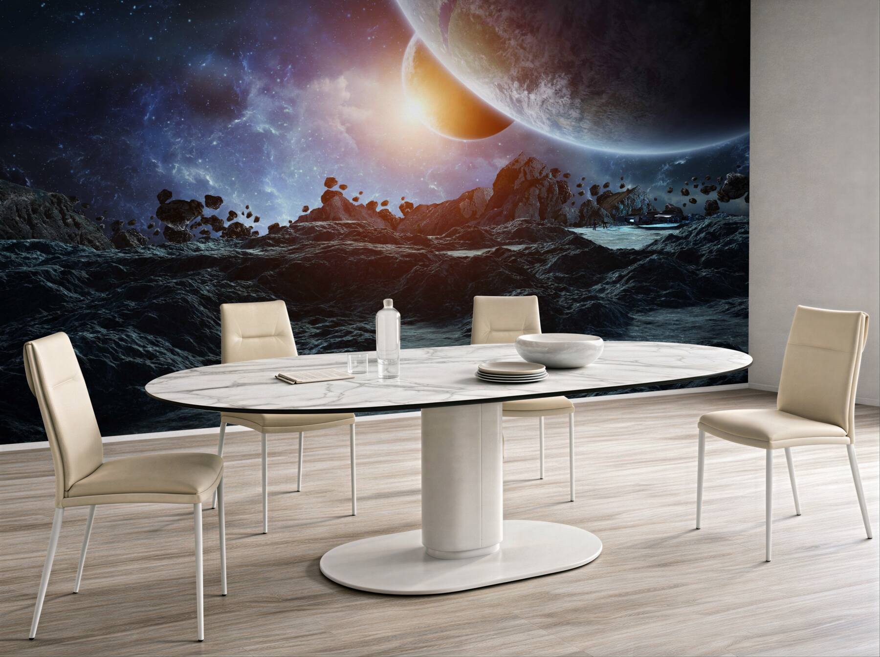 Fototapeta futurystyczny kosmiczny świat z planetami