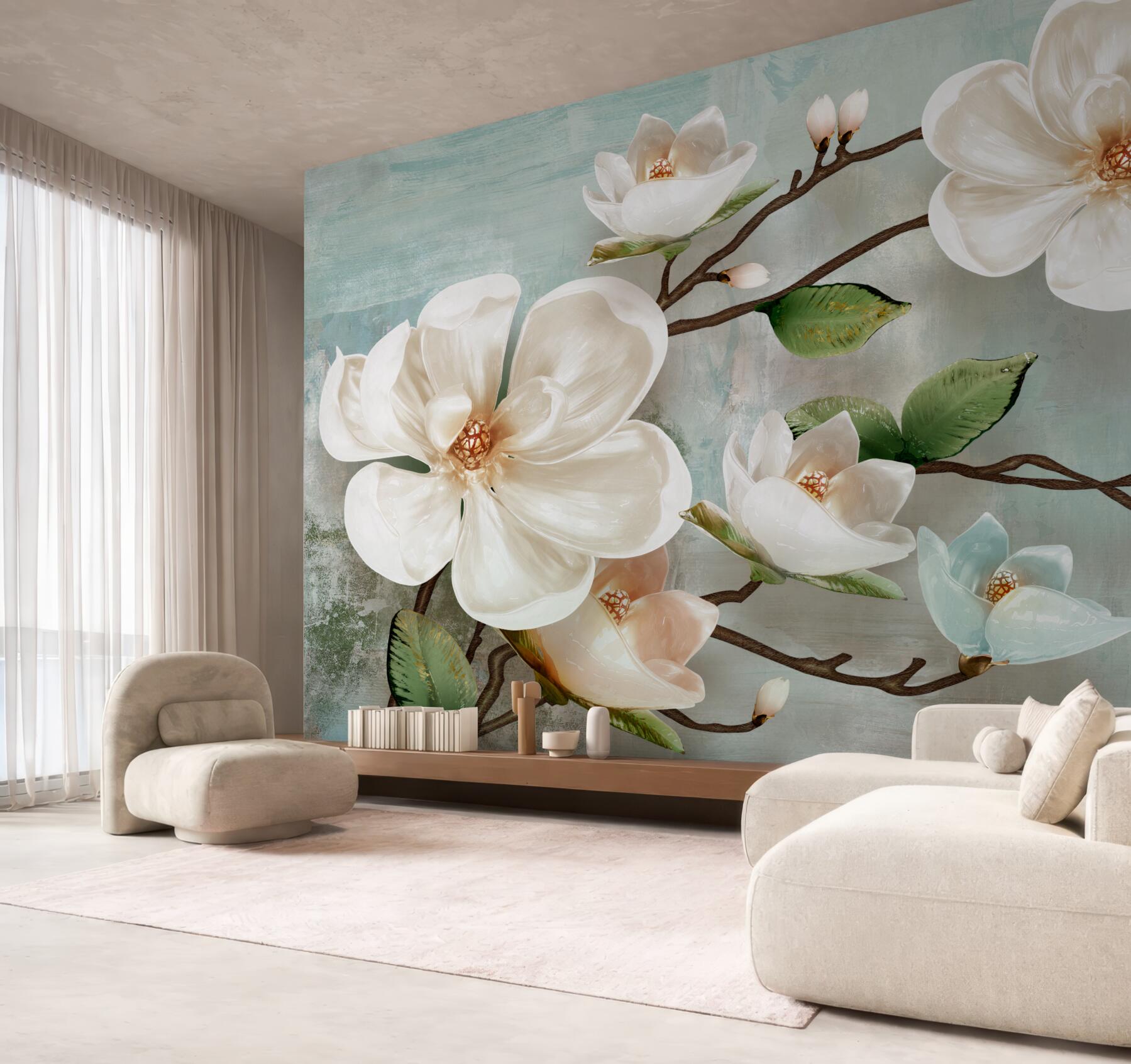 Fototapeta gałąź białej orchidei z farbami